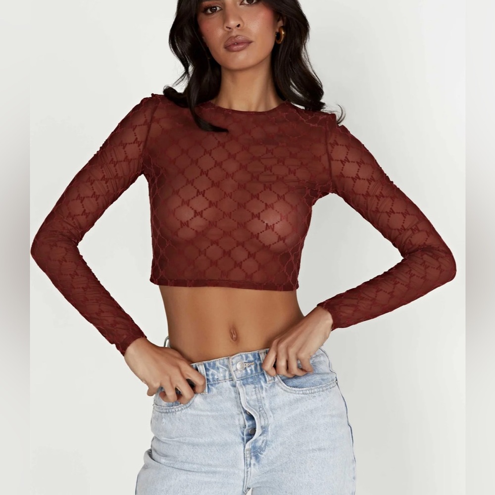 Meshki monogram mesh crop top